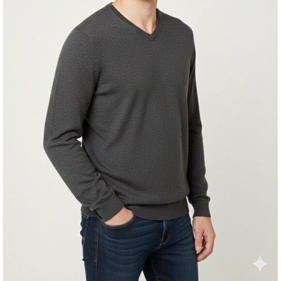 J. McLaughlin Other - J. McLaughlin Milton Cashmere Blend Sweater Size Small Gray V-Neck Tight Knit